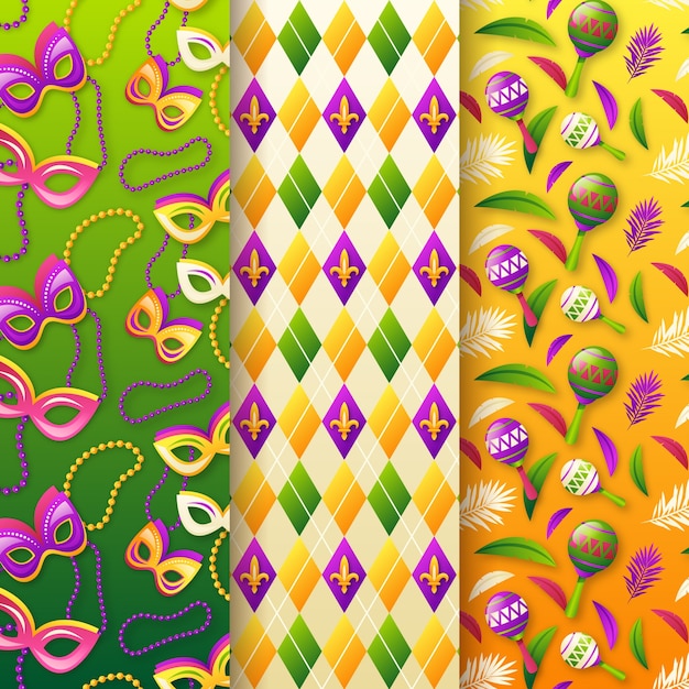 Free vector gradient mardi gras festival pattern design