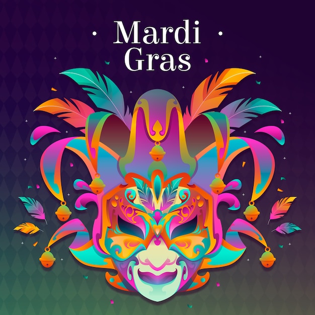 Vettore gratuito illustrazione di mardi gras in gradiente