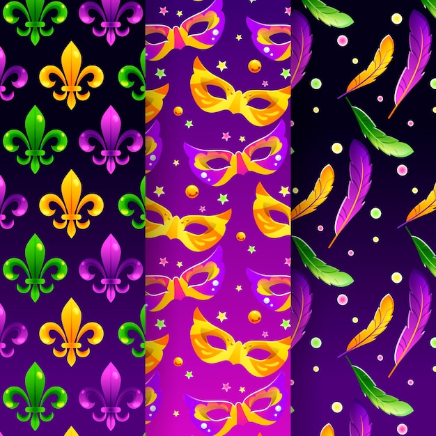 Free vector gradient mardi gras pattern design