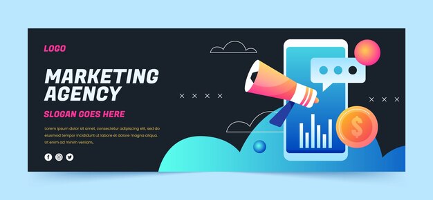 Gradient marketing agency facebook cover template