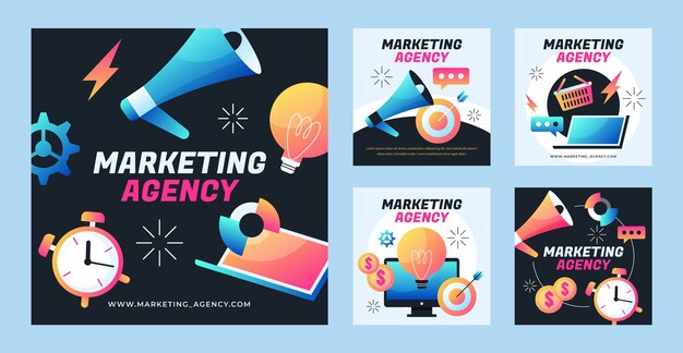 Gradient marketing agency instagram post template