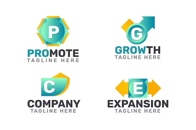 Gradient marketing logo collection