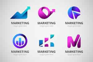 Free vector gradient marketing logo template set