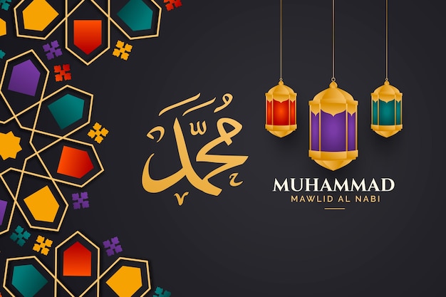 Free vector gradient mawlid al nabi background