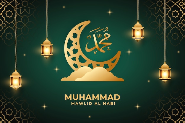 Free vector gradient mawlid al nabi background