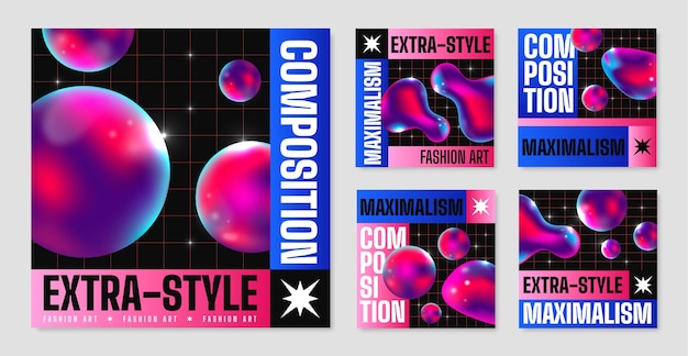 Gradient maximalist instagram post template design