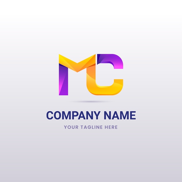 Бесплатное векторное изображение Градиентный дизайн логотипа mc