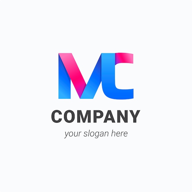 Градиентный дизайн логотипа mc