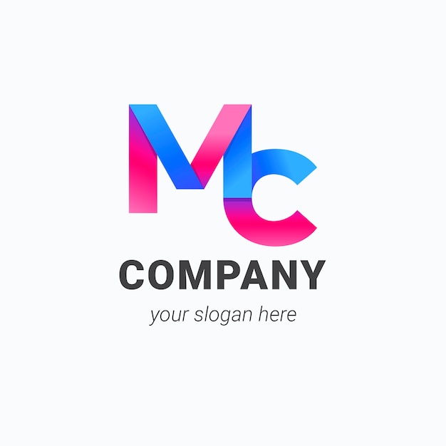 Бесплатное векторное изображение Градиентный дизайн логотипа mc