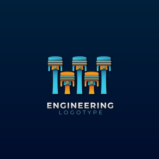 Vettore gratuito modello di logo di ingegneria meccanica sfumata