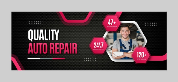 Gradient mechanical service facebook cover template