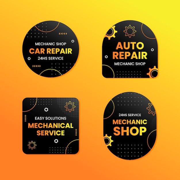 Free vector gradient mechanical service labels