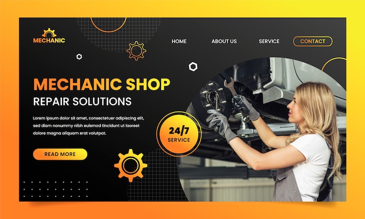 मुफ़्त वेक्टर gradient mechanical service landing page