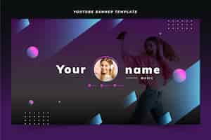 Free vector gradient media youtube banner