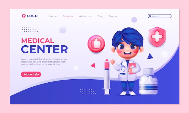 Free vector gradient medical center landing page