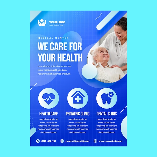 Free vector gradient medical center poster template