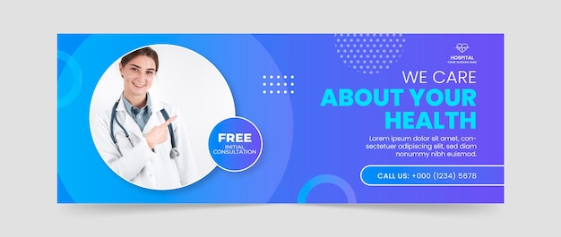 Free vector gradient medical clinic facebook cover