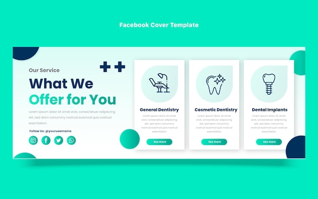 Free vector gradient medical facebook cover template