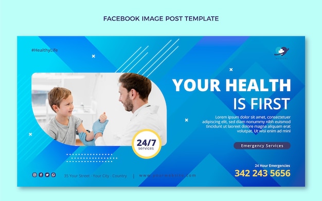 Free vector gradient medical facebook post