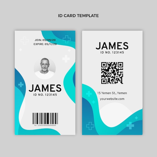 Free vector gradient medical id card template