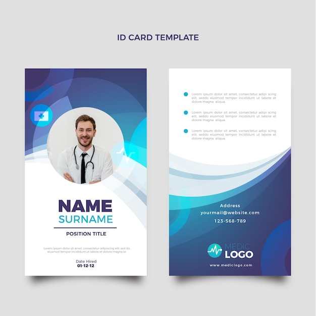 Free vector gradient medical id card template