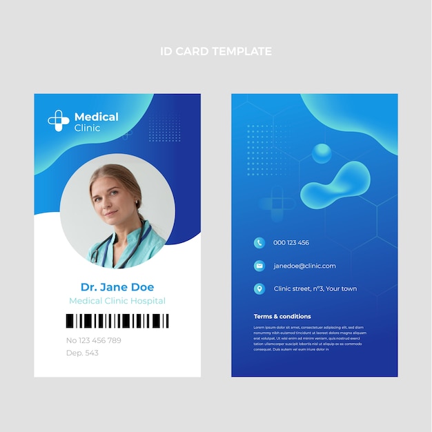 Free vector gradient medical id card template