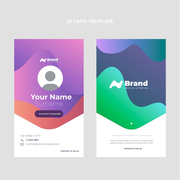 Free vector gradient medical id card template