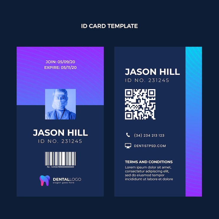Free Vector gradient medical id card