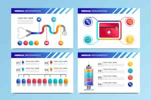 무료 벡터 그라데이션 의료 인포 그래픽 세트