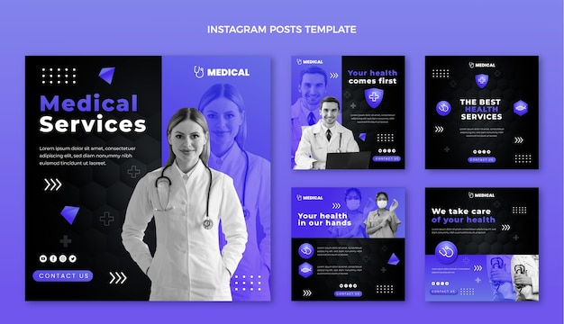 Free vector gradient medical instagram post template