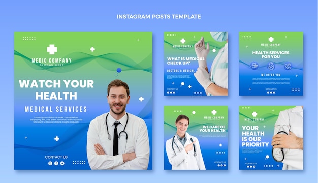 Free vector gradient medical instagram post