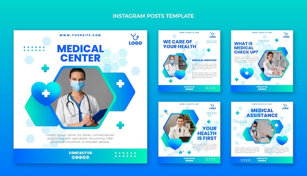 Vettore gratuito post di instagram medico sfumato