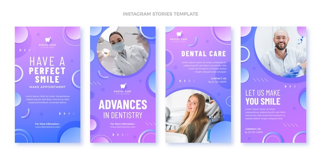 Vettore gratuito raccolta di storie di instagram mediche sfumate