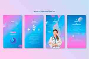 Free vector gradient medical instagram stories template