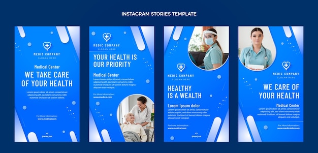 Free vector gradient medical instagram stories