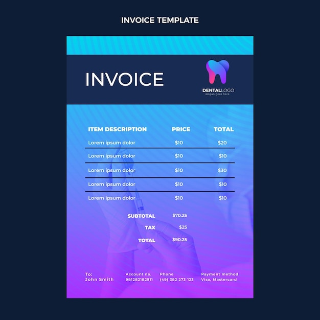 Gradient medical invoice template