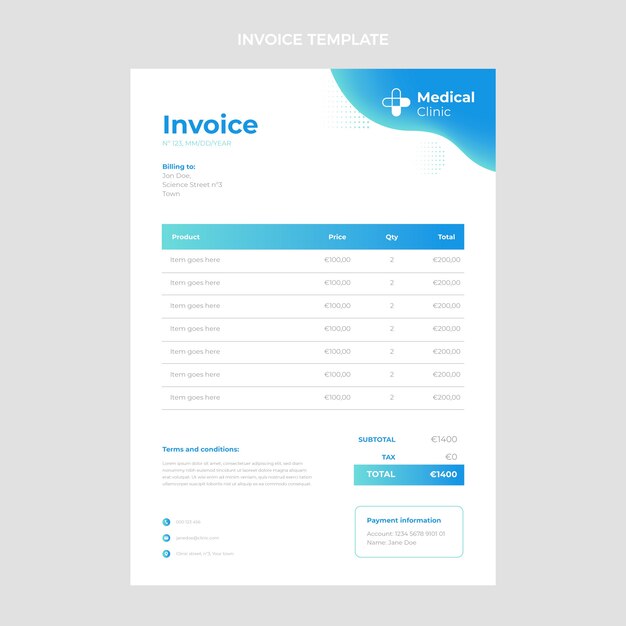 Шаблон градиентного медицинского счета