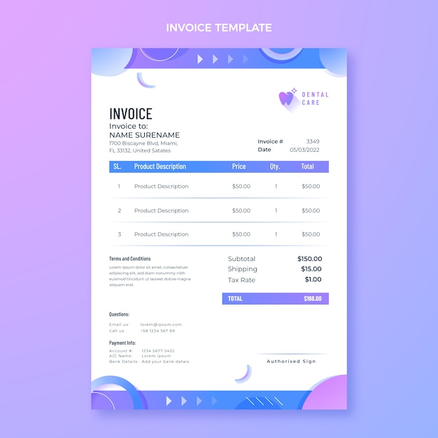 Gradient medical invoice template