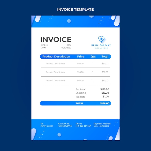 Free vector gradient medical invoice