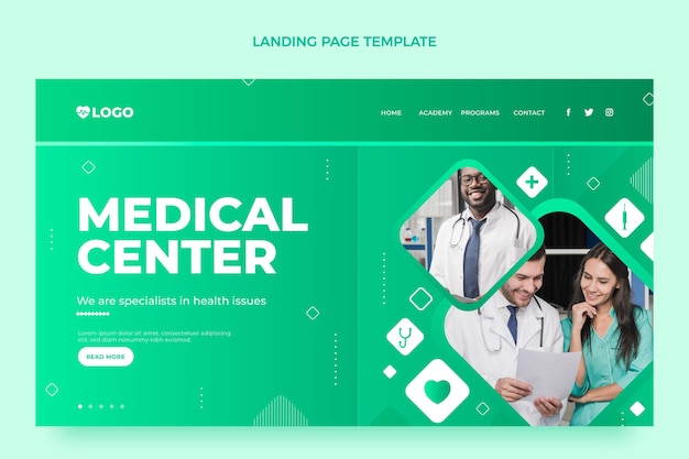 Free vector gradient medical landing page template