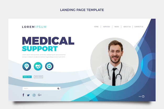 Free vector gradient medical landing page template