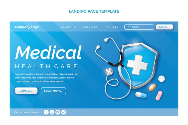 Free vector gradient medical landing page template