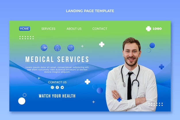 Free vector gradient medical landing page