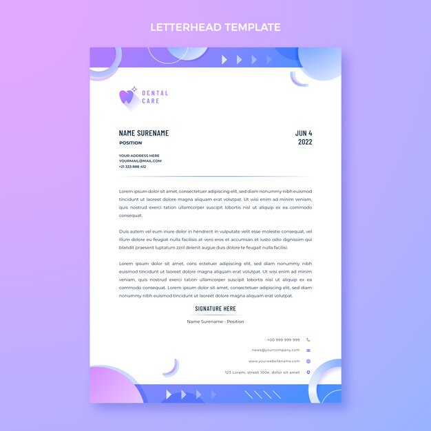 Gradient medical letterhead template