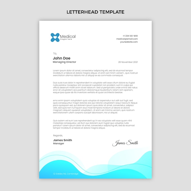 Free vector gradient medical letterhead template