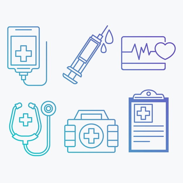 Gradient medical symbols set