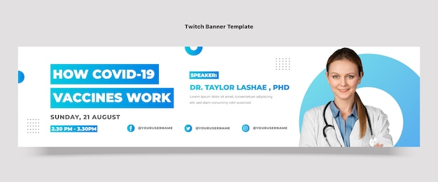 Free vector gradient medical twitch banner template