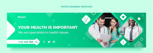 Gradient medical twitch banner template