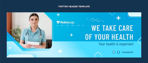 Free vector gradient medical twitter header