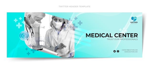 Vettore gratuito intestazione twitter medica sfumata